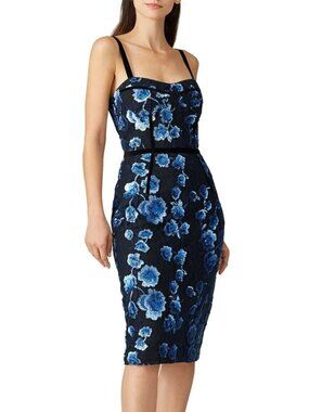 Bronx & Banco Camille Blue Sequin Floral Pencil Dress Size M